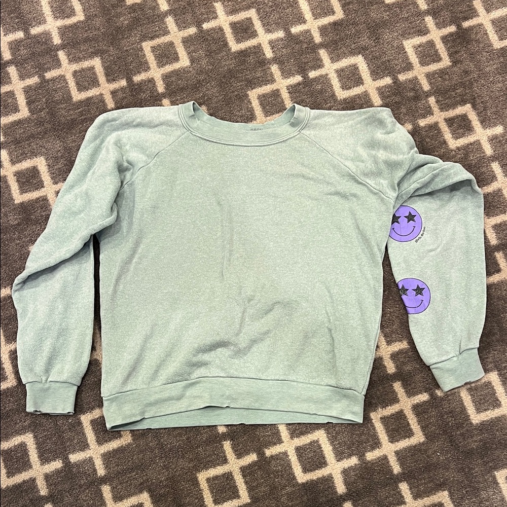 Stylish Mint Green Women's Sweater with Purple Accents